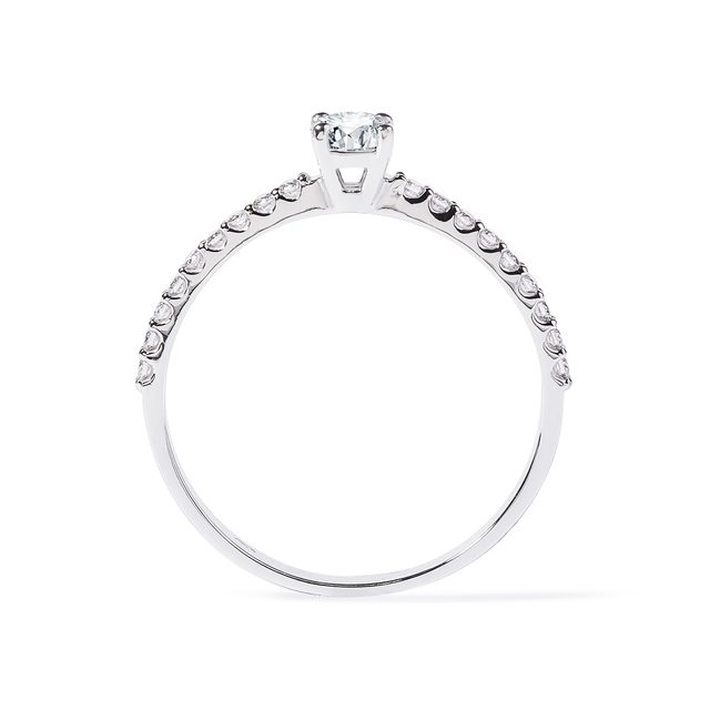 JEU D'ANNEAUX DE MARIAGE EN OR BLANC - BAGUE DE FIANÇAILLES ET ALLIANCE ASSORTIES - 