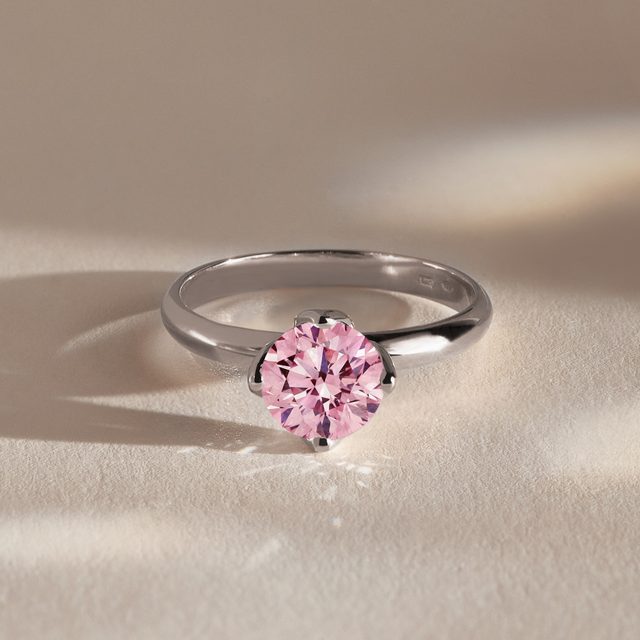 WHITE GOLD 1CT PINK DIAMOND ENGAGEMENT RING - RINGS WITH LAB-GROWN DIAMONDS - 