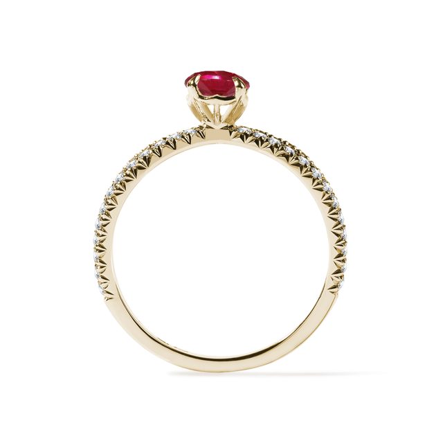 LUXE RUBY AND DIAMOND RING IN 14K GOLD - RUBY ENGAGEMENT RINGS - 