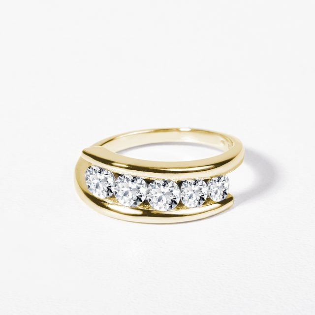 DIAMOND RING IN YELLOW GOLD - WOMEN'S WEDDING RINGS - 