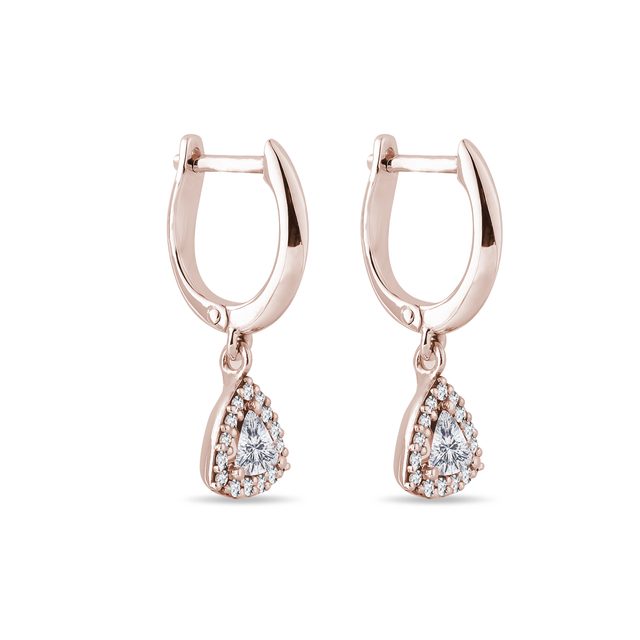 BOUCLES D'OREILLES EN OR ROSE AVEC DIAMANTS TAILLE TRILLION - BOUCLES D'OREILLES EN DIAMANT - 