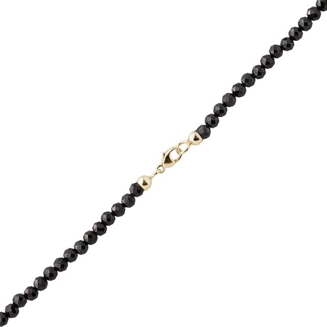 BLACK SPINEL AND PEARL GOLD NECKLACE - MINERAL NECKLACES - 