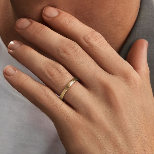 DIAMANT-HOCHZEITSSET CHEVRON IN GELBGOLD - GELBGOLDENE TRAURINGE IM SET - 