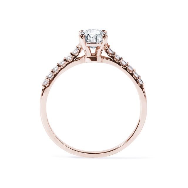 BAGUE DE FIANÇAILLES EN OR ROSE AVEC DIAMANT 0,5 CARAT - BAGUES DE FIANÇAILLES EN DIAMANT - 