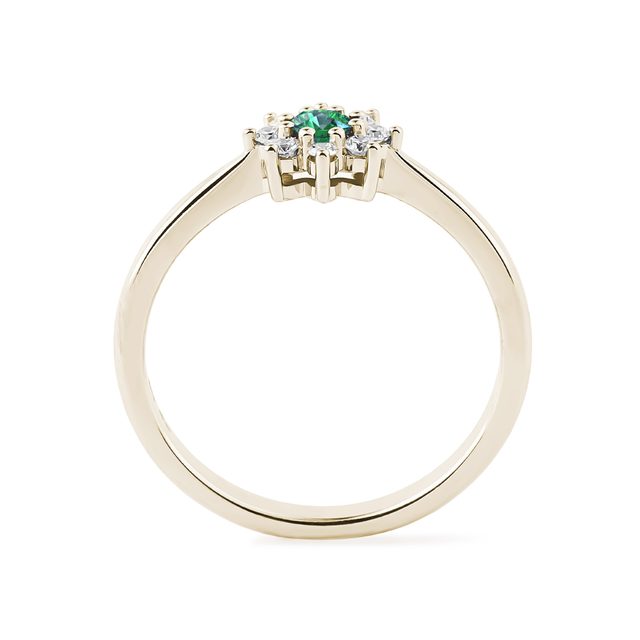 BAGUE EN OR AVEC FLEUR EN ÉMERAUDE ET DIAMANTS - BAGUES EN ÉMERAUDE - 