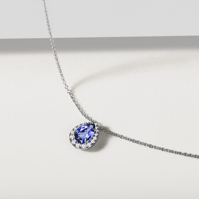 LUXURIÖSE DIAMANTKETTE MIT TANSANIT IN WEISSGOLD - KETTEN MIT TANSANIT - 