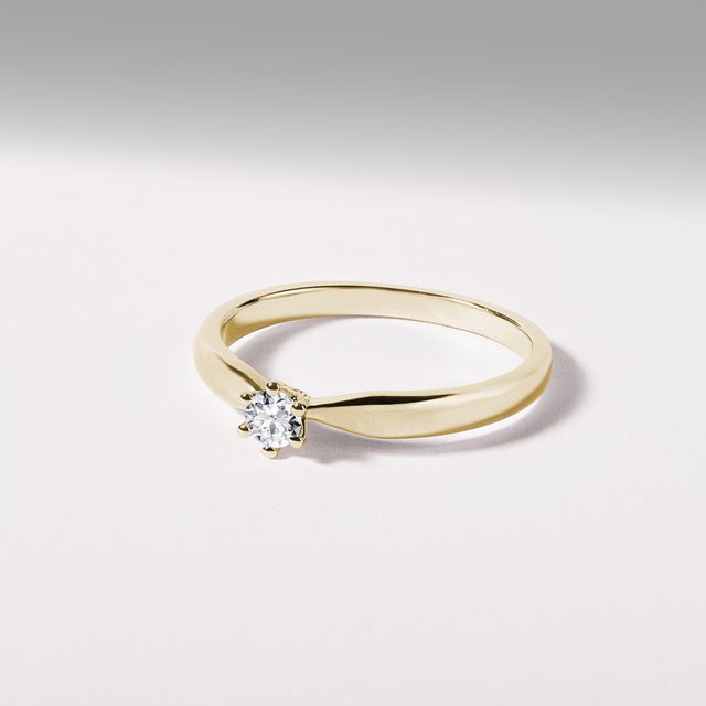 VERLOBUNGSRING MIT DIAMANT IM BRILLANTSCHLIFF IN GELBGOLD - VERLOBUNGSRINGE MIT BRILLANT - 