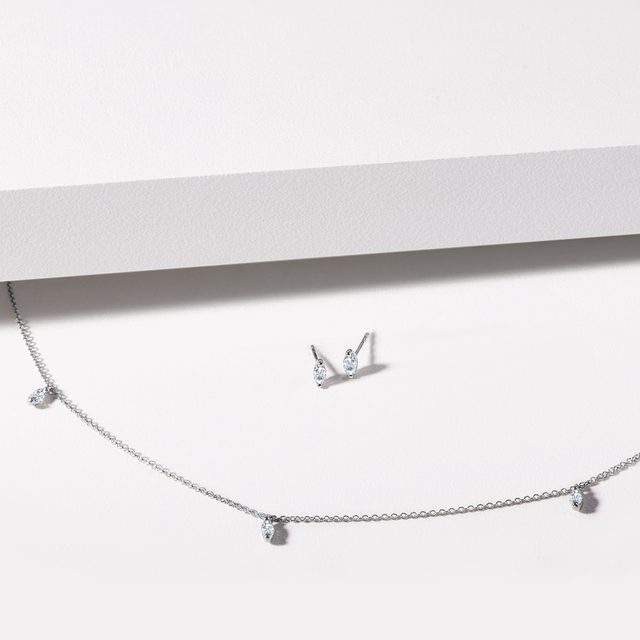 MARQUISE DIAMANT-HALSKETTE AUS WEISSGOLD - KETTEN MIT DIAMANTEN - 