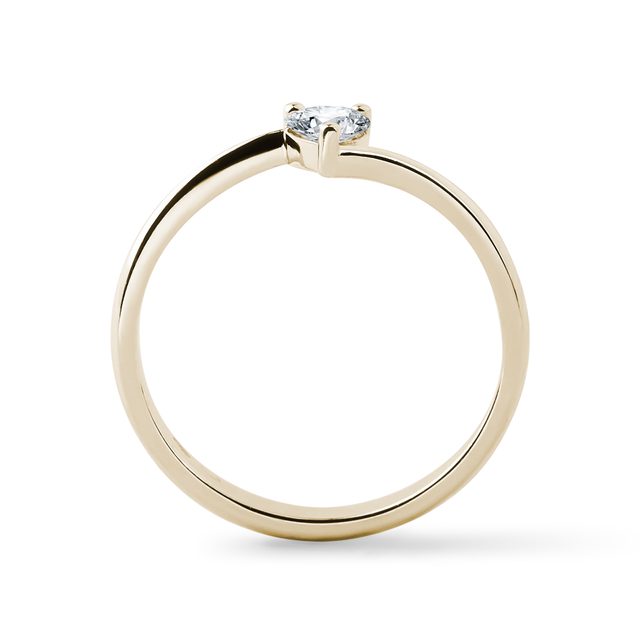 ASYMMETRICAL DIAMOND HEART GOLD RING - DIAMOND RINGS - 