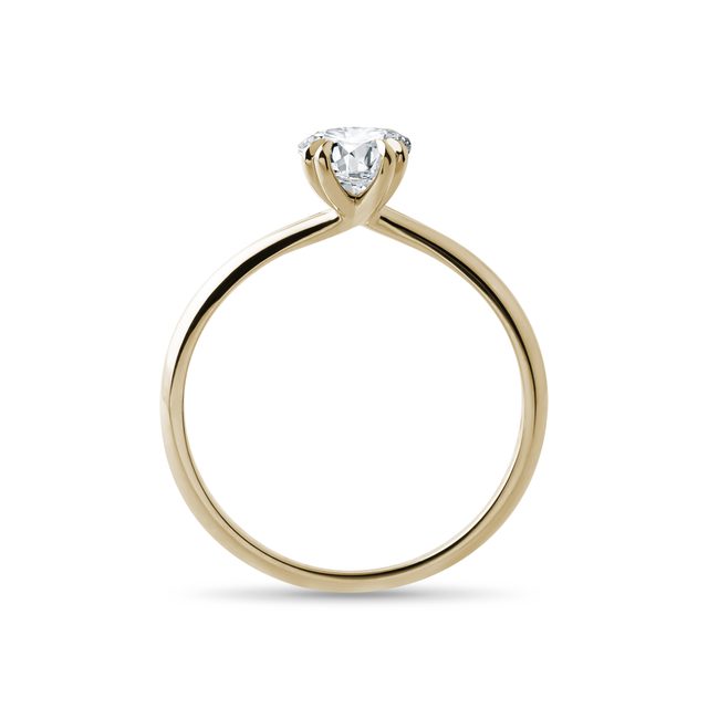 OVAL DOUBLE PRONG LAB GROWN DIAMOND RING IN YELLOW GOLD - RINGS WITH LAB-GROWN DIAMONDS - 