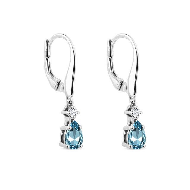 TOPAZ DANGLE EARRINGS IN WHITE GOLD - TOPAZ EARRINGS - 