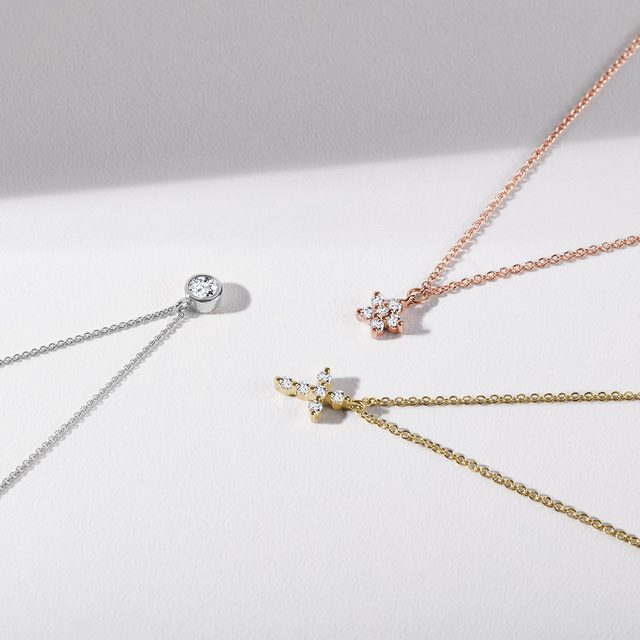 COLLIER OR ROSE AVEC DIAMANTS - COLLIERS AVEC DIAMANTS - 