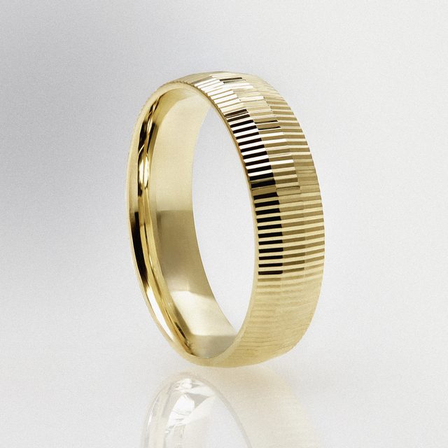 MODERNÍ PÁNSKÝ PRSTEN S VROUBKOVÁNÍM VE ŽLUTÉM 14K ZLATĚ - ZLATÉ PRSTENY - 