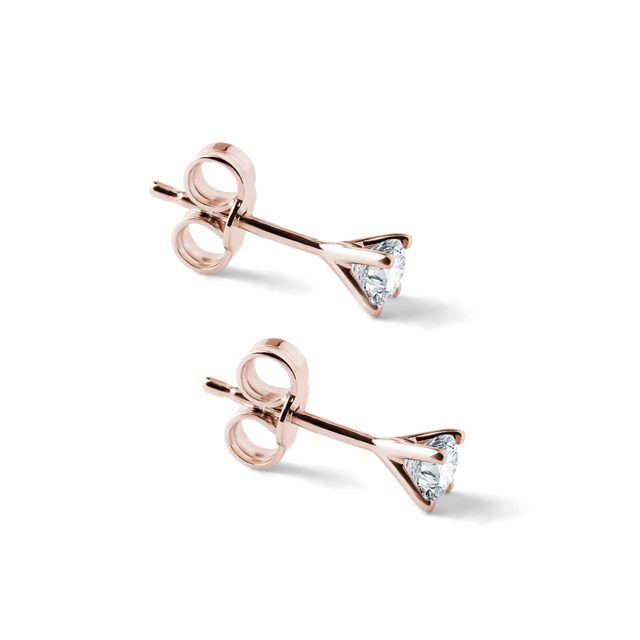 ELEGANT DIAMOND STUD EARRINGS IN ROSE GOLD - DIAMOND STUD EARRINGS - 