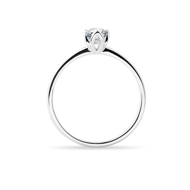 EINFACHER DIAMANTRING AUS WEISSGOLD - VERLOBUNGSRINGE MIT BRILLANT - 