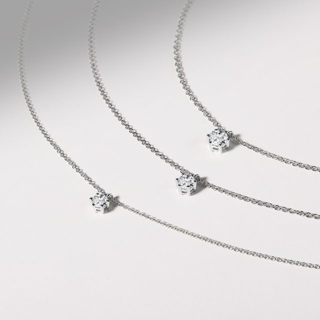 PENDANT WITH BRILLIANT IN WHITE GOLD - DIAMOND NECKLACES - 