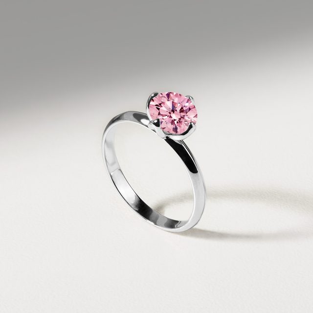 WHITE GOLD 1CT PINK DIAMOND ENGAGEMENT RING - RINGS WITH LAB-GROWN DIAMONDS - 