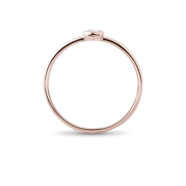 BAGUE LUNETTE EN OR ROSE ET DIAMANT - TAILLE BRILLANT - 