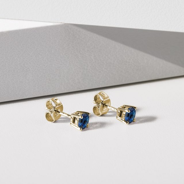 SAPHIR OHRSTECKER IN GELBGOLD - OHRRINGE MIT SAPHIR - 