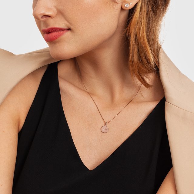 MÉDAILLON ÉTOILE POLAIRE EN OR ROSE ET DIAMANT - PENDENTIFS - 