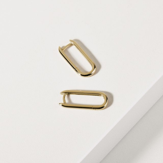 BOUCLES D'OREILLES OVALES EN OR - BOUCLES D'OREILLES EN OR JAUNE - 