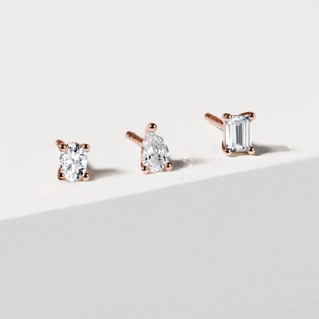 EINZELNER OHRRING MIT SMARAGD DIAMANT IN 14KT ROSÉGOLD - EINZELNE OHRRINGE - 