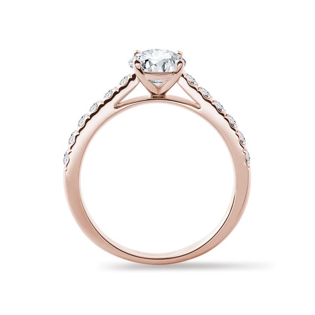 BAGUE DE FIANÇAILLES EN OR ROSE 14 CARATS AVEC DIAMANT - BAGUES AVEC DIAMANTS DE SYNTHÈSE - 