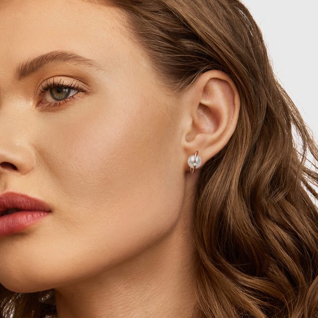 BOUCLES D'OREILLES ORIGINALES AVEC PERLE AKOYA EN OR ROSE - BOUCLES D'OREILLES EN PERLES - 