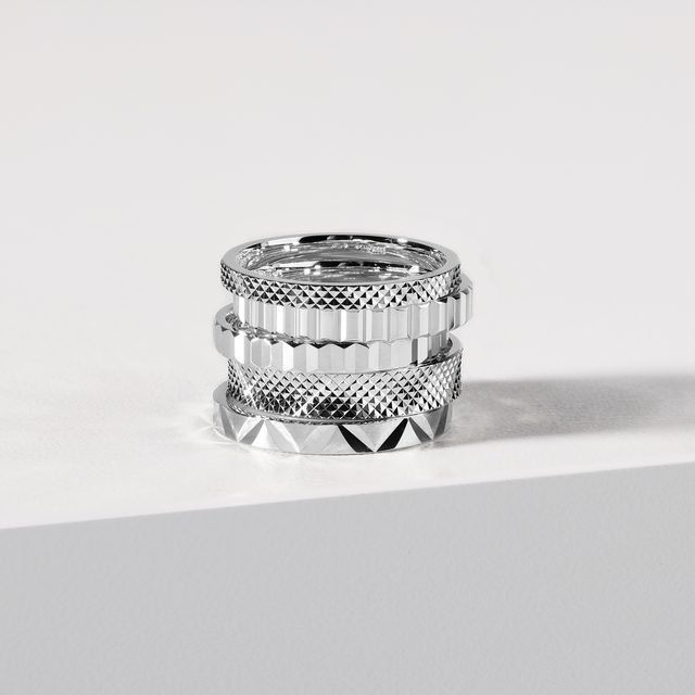 PROFILOVANÝ DÁMSKY PRSTEŇ Z BIELEHO 14K ZLATA - PRSTENE BIELE ZLATO - 