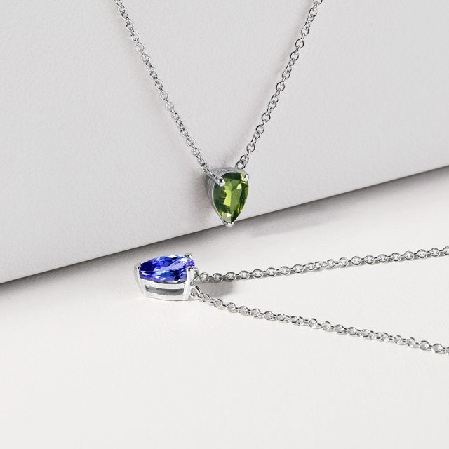 NECKLACE MADE OF WHITE GOLD WITH TANZANITE - TANZANITE NECKLACES - 