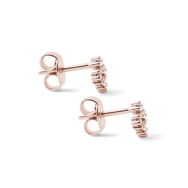 CLOUS D'OREILLES FLOCON DE NEIGE EN OR ROSE ET DIAMANTS - PUCES D'OREILLES EN DIAMANT - 