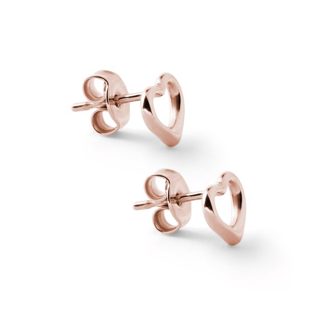 ROSE GOLD HEART STUD EARRINGS - ROSE GOLD EARRINGS - 