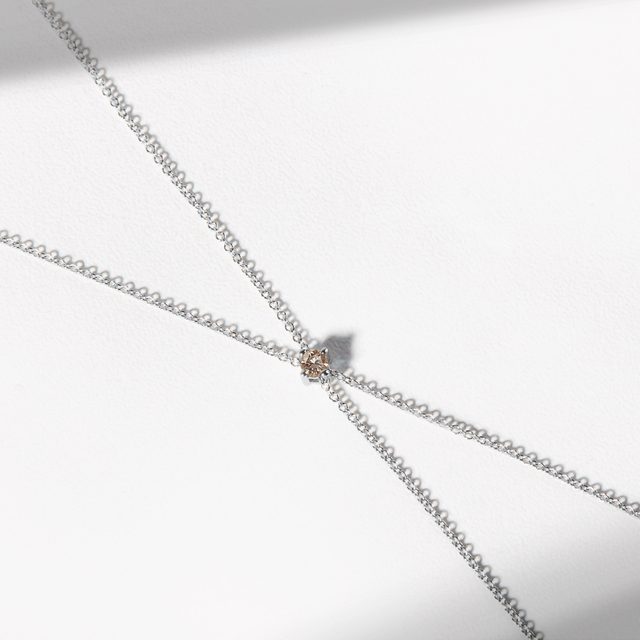 NÁRAMEK S CHAMPAGNE DIAMANTEM V BÍLÉM ZLATĚ - NÁRAMKY S DIAMANTY - 