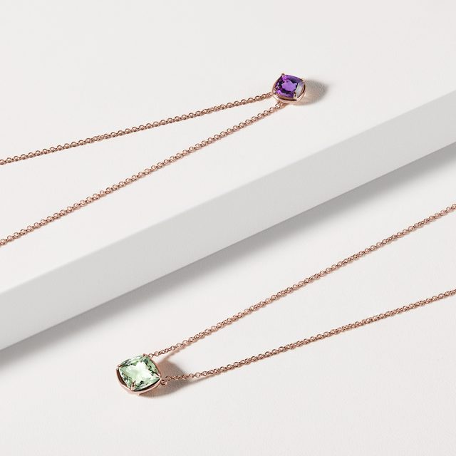 NECKLACE WITH AMETHYST IN ROSE GOLD - AMETHYST NECKLACES - 