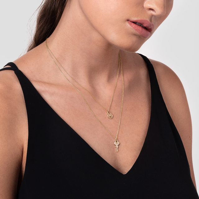 YELLOW GOLD "LOVE" KEY PENDANT - PENDANTS - 