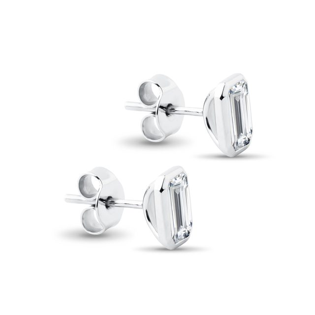 BOUCLES D'OREILLES CHAÎNE EN OR BLANC, DIAMANTS DE SYNTHÈSE - BOUCLES D'OREILLES EN DIAMANT - 