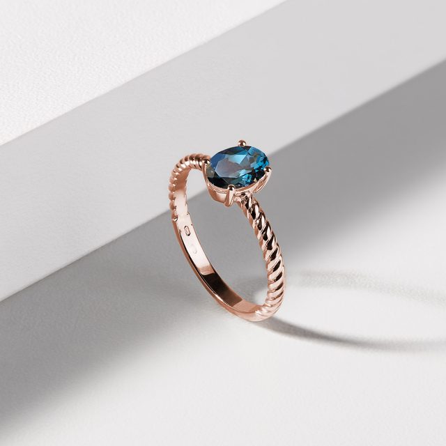 OVAL LONDON TOPAZ ROSE GOLD RING - TOPAZ RINGS - 