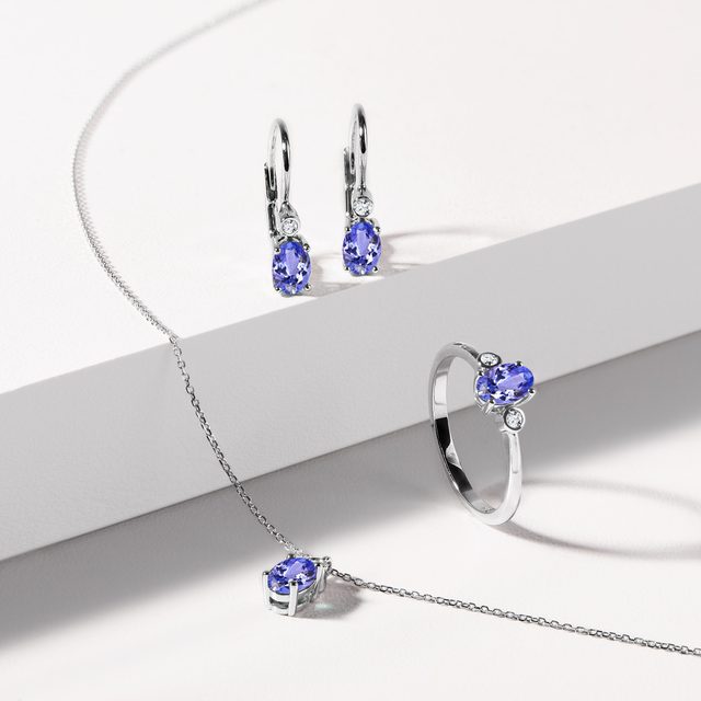 SCHMUCKSET MIT TANSANITEN UND DIAMANTEN IN WEISSGOLD - SCHMUCK SETS EDELSTEINE - 