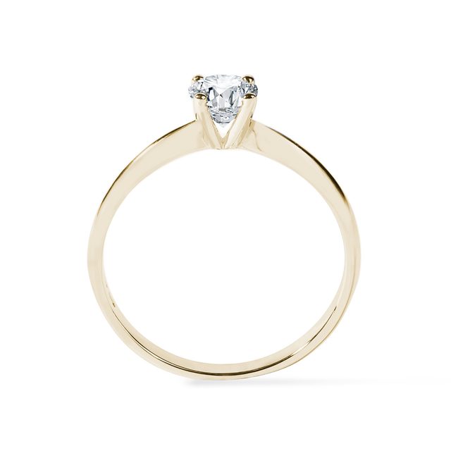 BAGUE DE FIANÇAILLES EN OR JAUNE AVEC DIAMANT 0,35 CT - TAILLE BRILLANT - 