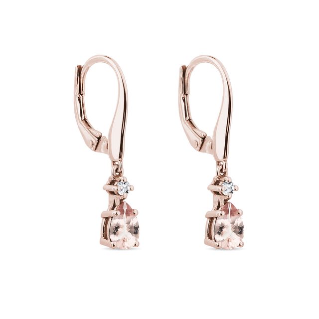 MORGANITE DROP EARRINGS IN ROSE GOLD - MORGANITE EARRINGS - 