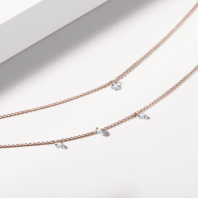 DRILLED DIAMOND CHAIN BRACELET IN ROSE GOLD - DIAMOND BRACELETS - 