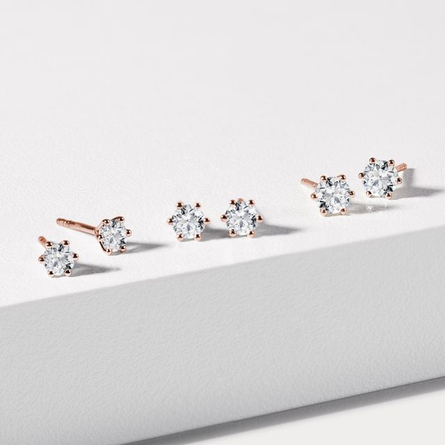 DIAMANTOVÉ NÁUŠNICE PECKY V RŮŽOVÉM ZLATĚ - DIAMANTOVÉ NÁUŠNICE PECKY - 