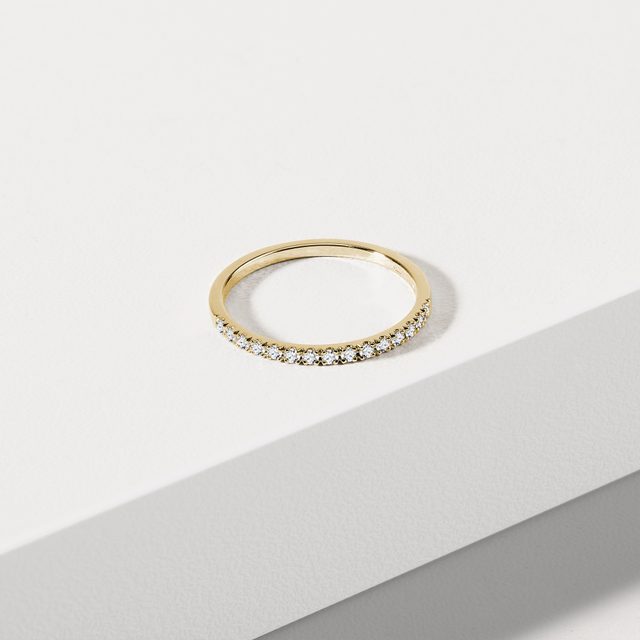 BAGUE MINIMALISTE D'OR JAUNE AVEC DIAMANTS - ALLIANCES DE MARIAGE FEMMES - 