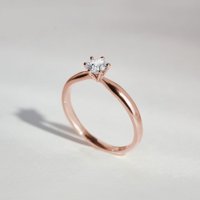 CLASSIC DIAMOND ENGAGEMENT RING IN ROSE GOLD - BRILLIANT CUT DIAMOND ENGAGEMENT RINGS - 