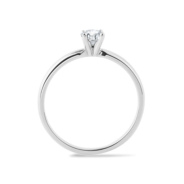 FINE WHITE GOLD DIAMOND ENGAGEMENT RING - BRILLIANT CUT DIAMOND ENGAGEMENT RINGS - 