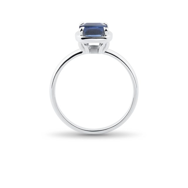 PRSTÝNEK Z BÍLÉHO ZLATA S TOPAZEM - PRSTENY S TOPAZEM - 