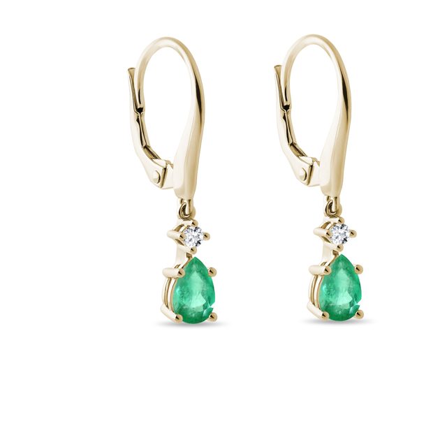 SMARAGD OHRRINGE MIT DIAMANTEN IN GELBGOLD - OHRRINGE MIT SMARAGD - 