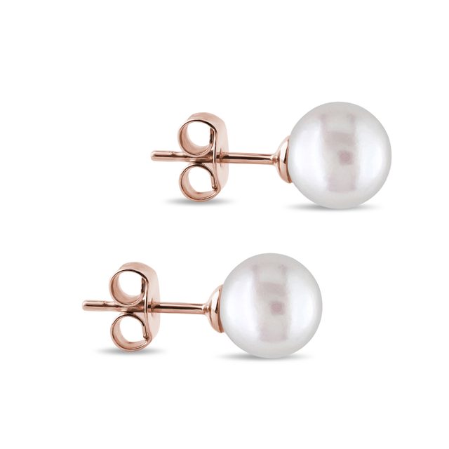 PEARL STUD EARRINGS IN ROSE GOLD - PEARL EARRINGS - 