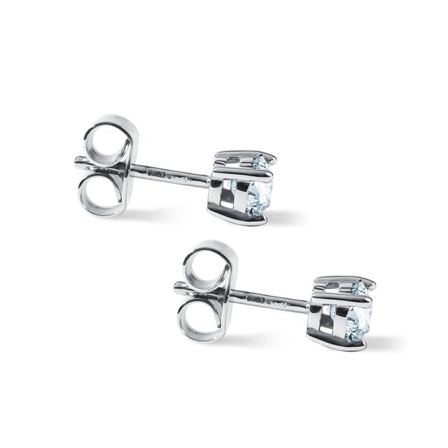 PUCES D'OREILLES EN OR BLANC AVEC AIGUE-MARINES - BOUCLES D'OREILLES EN AIGUE-MARINE - 