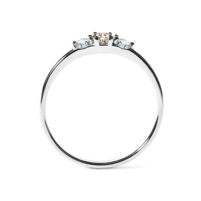 RING WITH CHAMPAGNE DIAMONDS IN WHITE GOLD - FANCY DIAMOND ENGAGEMENT RINGS - 